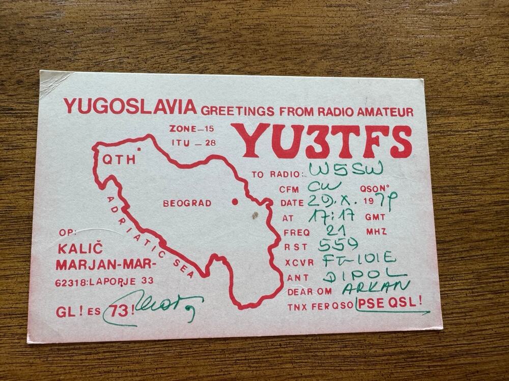 1970s Yugoslavia Amateur Radio QSL Card YU3TFS Gorenje